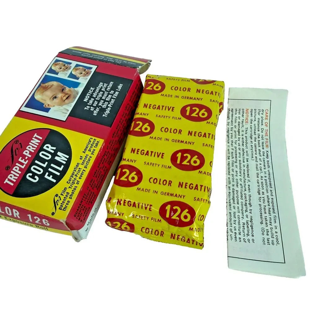 Vintage FCA Triple-Print Color 126 Film 12 Exposure Roll Kodak Instamatic 1976